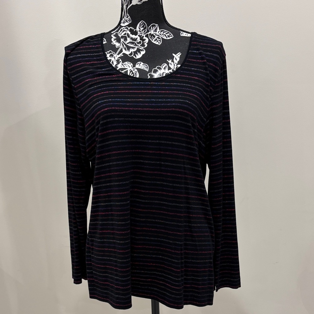Chico's metallic Striped Long Sleeve Top Chico’s 2